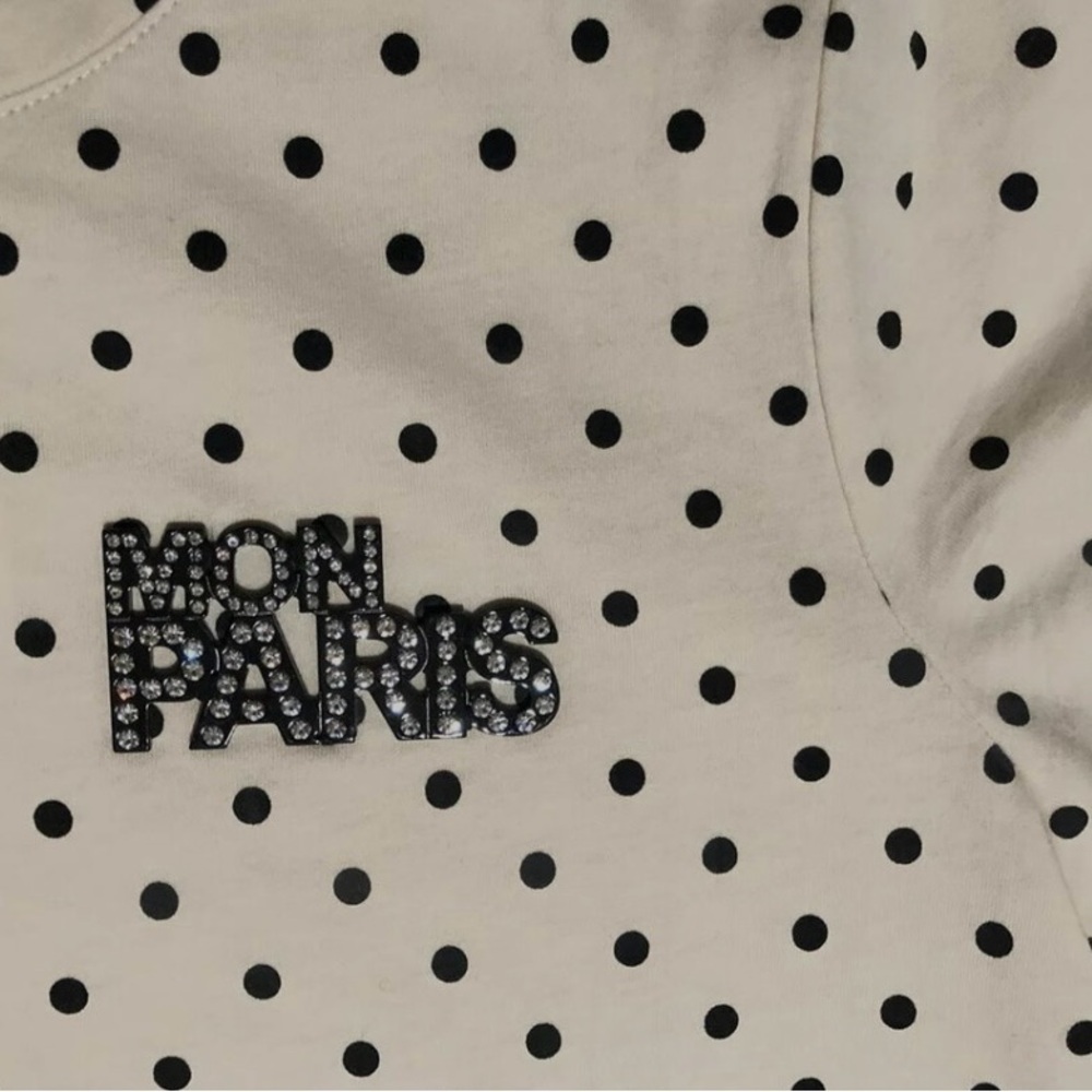 H&M Polka Dot  Top ‘MON PARIS’ Badge